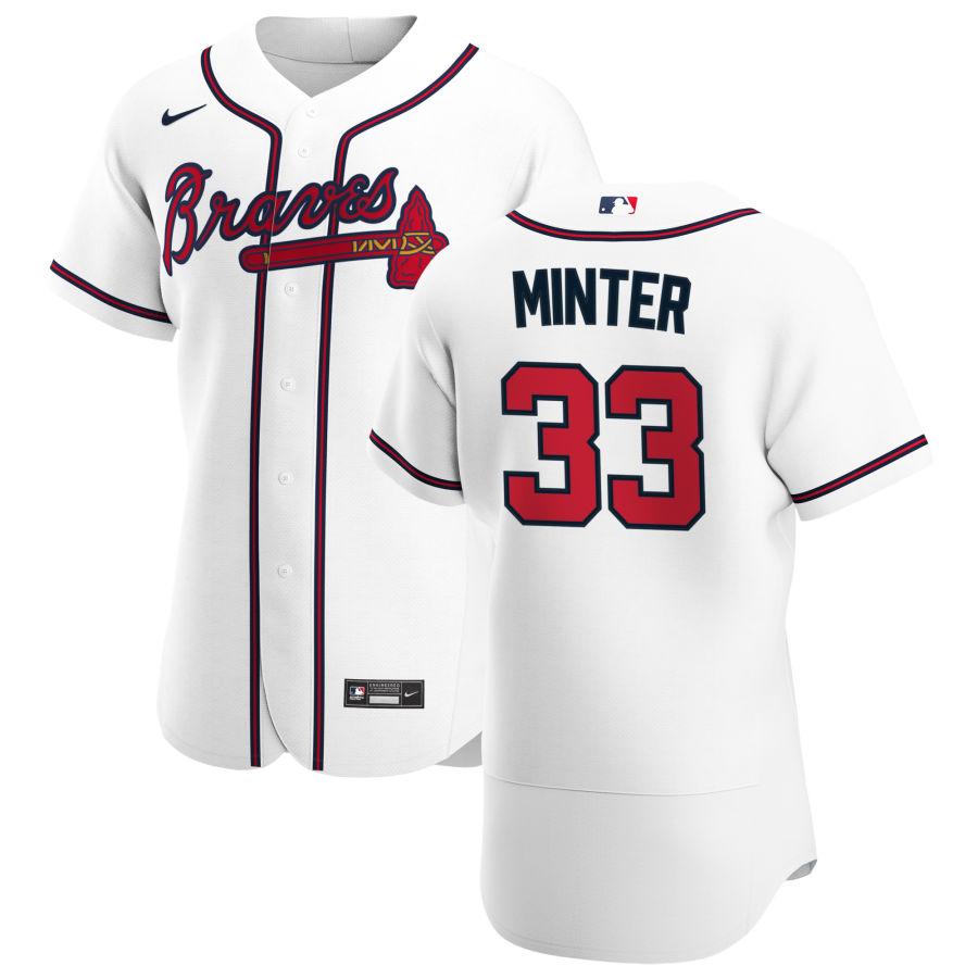 Atlanta Braves #33 A.J. Minter Men Nike White Home 2020 Authentic Player MLB Jersey